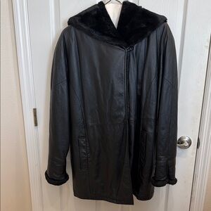 Wilsons Leather Black Leather Jacket Shearling Lined